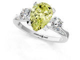 White gold Fancy Yellow Pear Cut Brilliant Three-Stone Diamond Ring with Pavé Band and Four-Prong Setting_16
