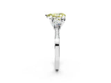 White gold Fancy Yellow Pear Cut Brilliant Three-Stone Diamond Ring with Pavé Band and Four-Prong Setting_17