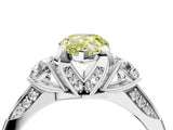 White gold Fancy Yellow Pear Cut Brilliant Three-Stone Diamond Ring with Pavé Band and Four-Prong Setting_19