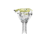 White gold Fancy Yellow Pear Cut Brilliant Three-Stone Diamond Ring with Pavé Band and Four-Prong Setting_20