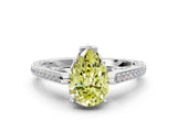 White gold Fancy Yellow Pear  Cut Cathedral Pave Diamond Engagement Ring with Six-Prong Setting_31