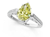 White gold Fancy Yellow Pear  Cut Cathedral Pave Diamond Engagement Ring with Six-Prong Setting_32