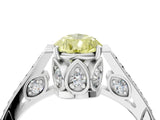 White gold Fancy Yellow Pear  Cut Cathedral Pave Diamond Engagement Ring with Six-Prong Setting_35