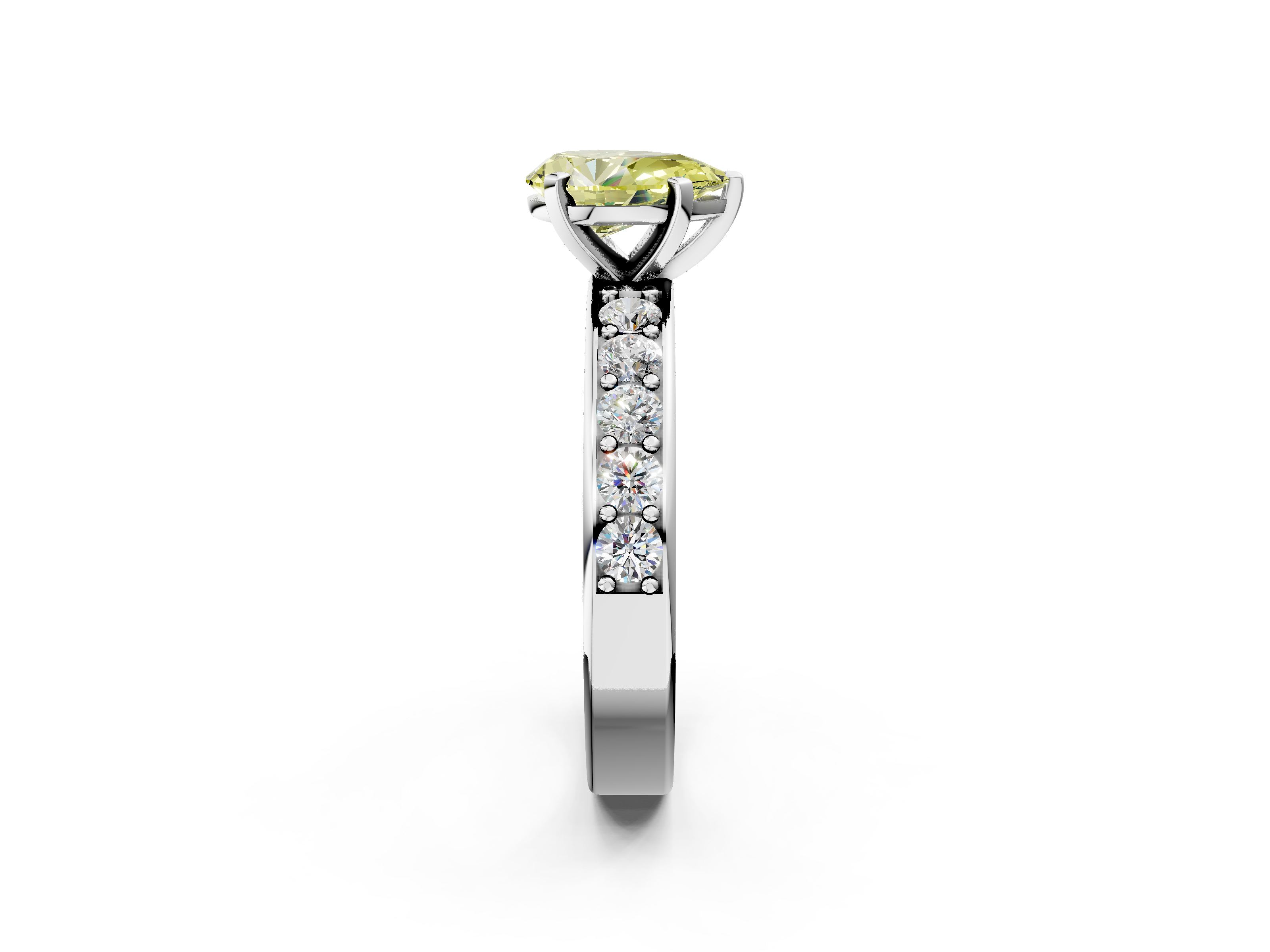White gold Fancy Yellow Pear  Cut Channel Set Diamond Engagement Ring with Four-Prong Setting_238