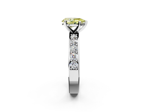 White gold Fancy Yellow Pear  Cut Channel Set Diamond Engagement Ring with Four-Prong Setting_238