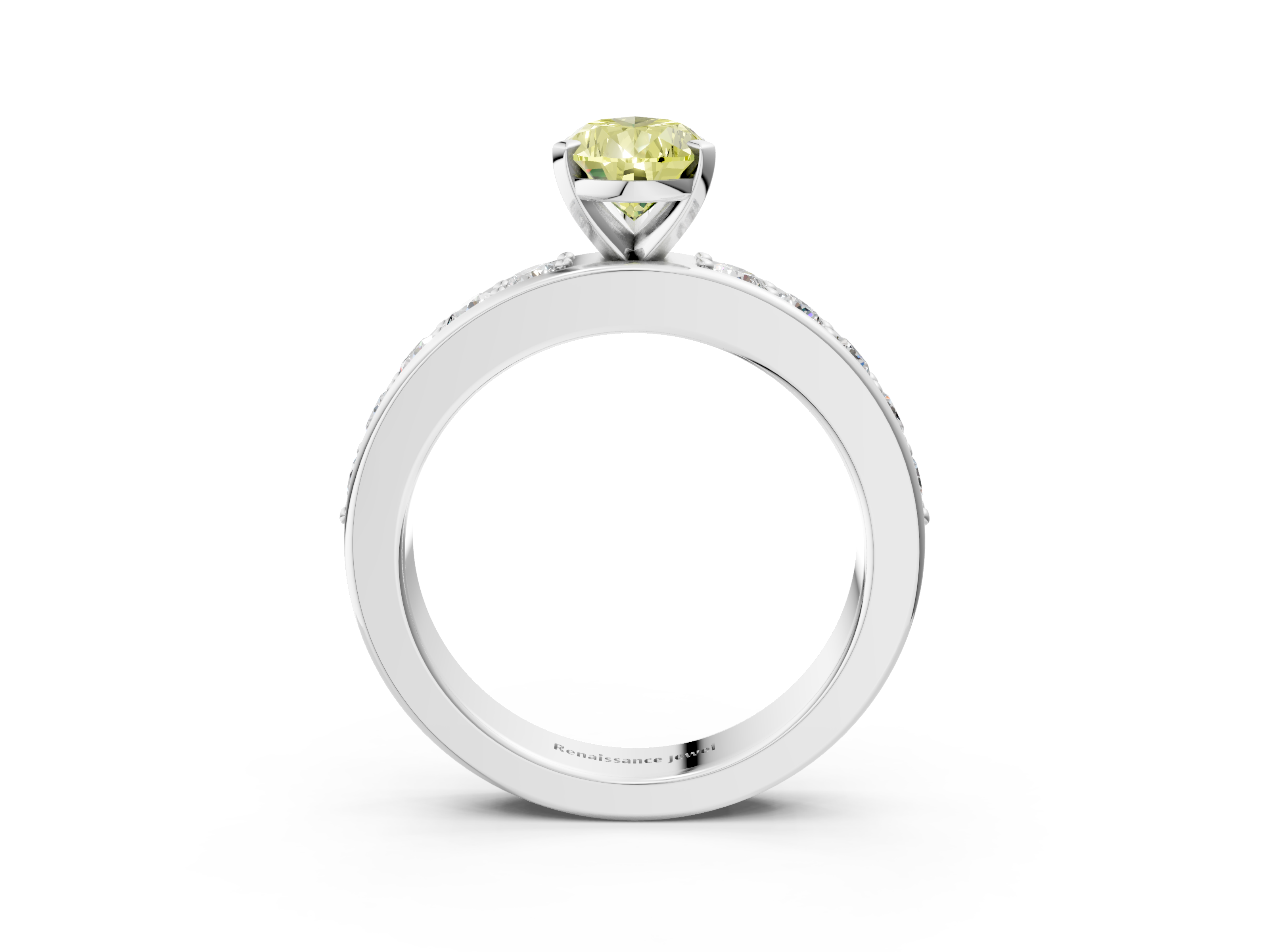 White gold Fancy Yellow Pear  Cut Channel Set Diamond Engagement Ring with Four-Prong Setting_239