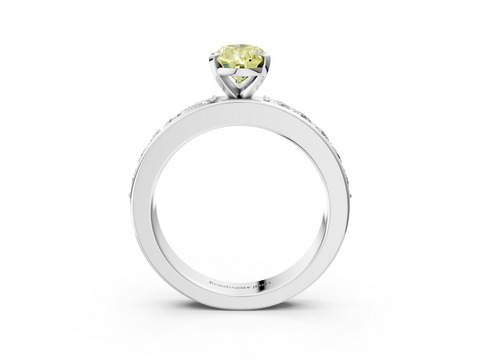 White gold Fancy Yellow Pear  Cut Channel Set Diamond Engagement Ring with Four-Prong Setting_239