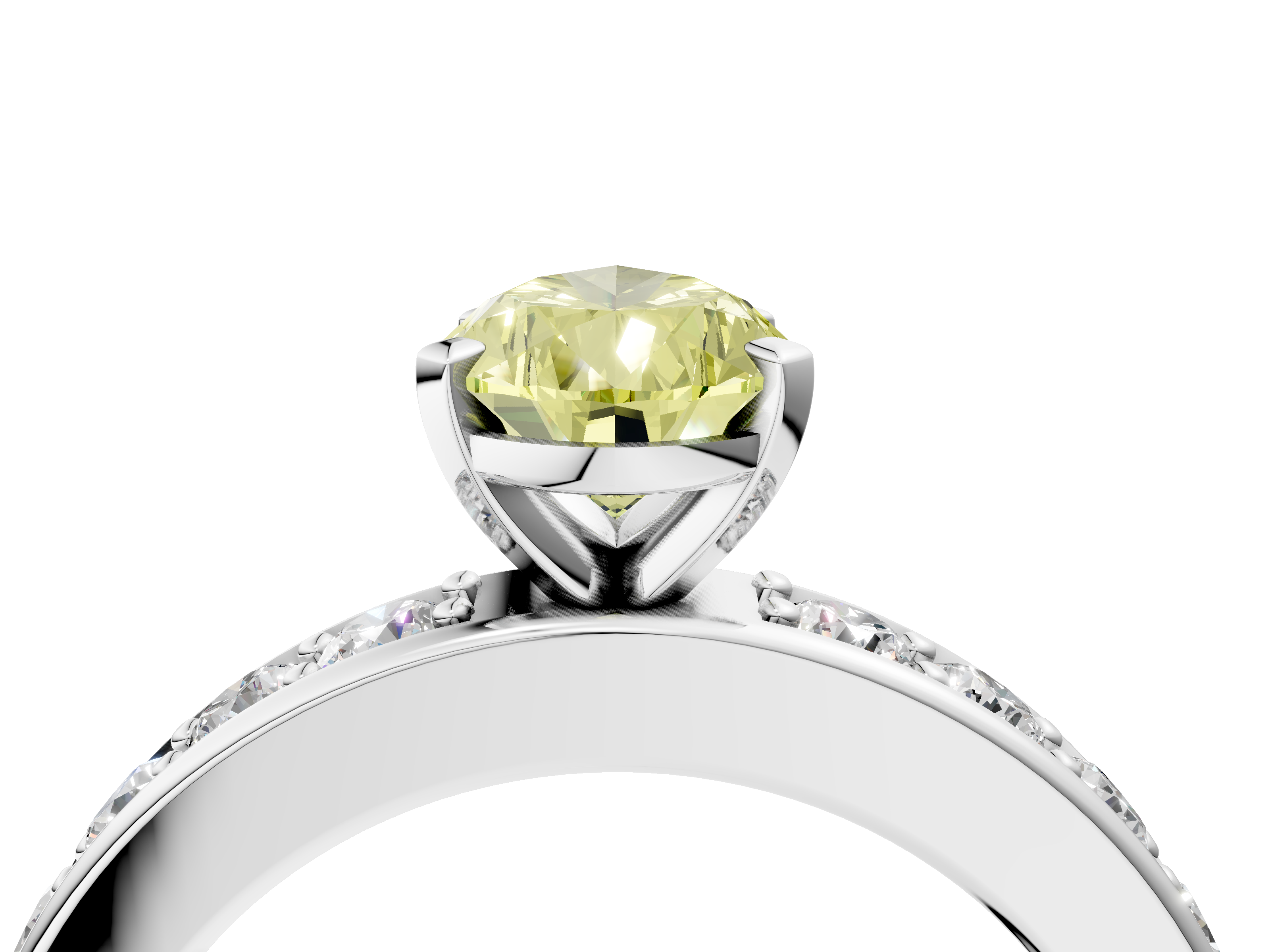 White gold Fancy Yellow Pear  Cut Channel Set Diamond Engagement Ring with Four-Prong Setting_240