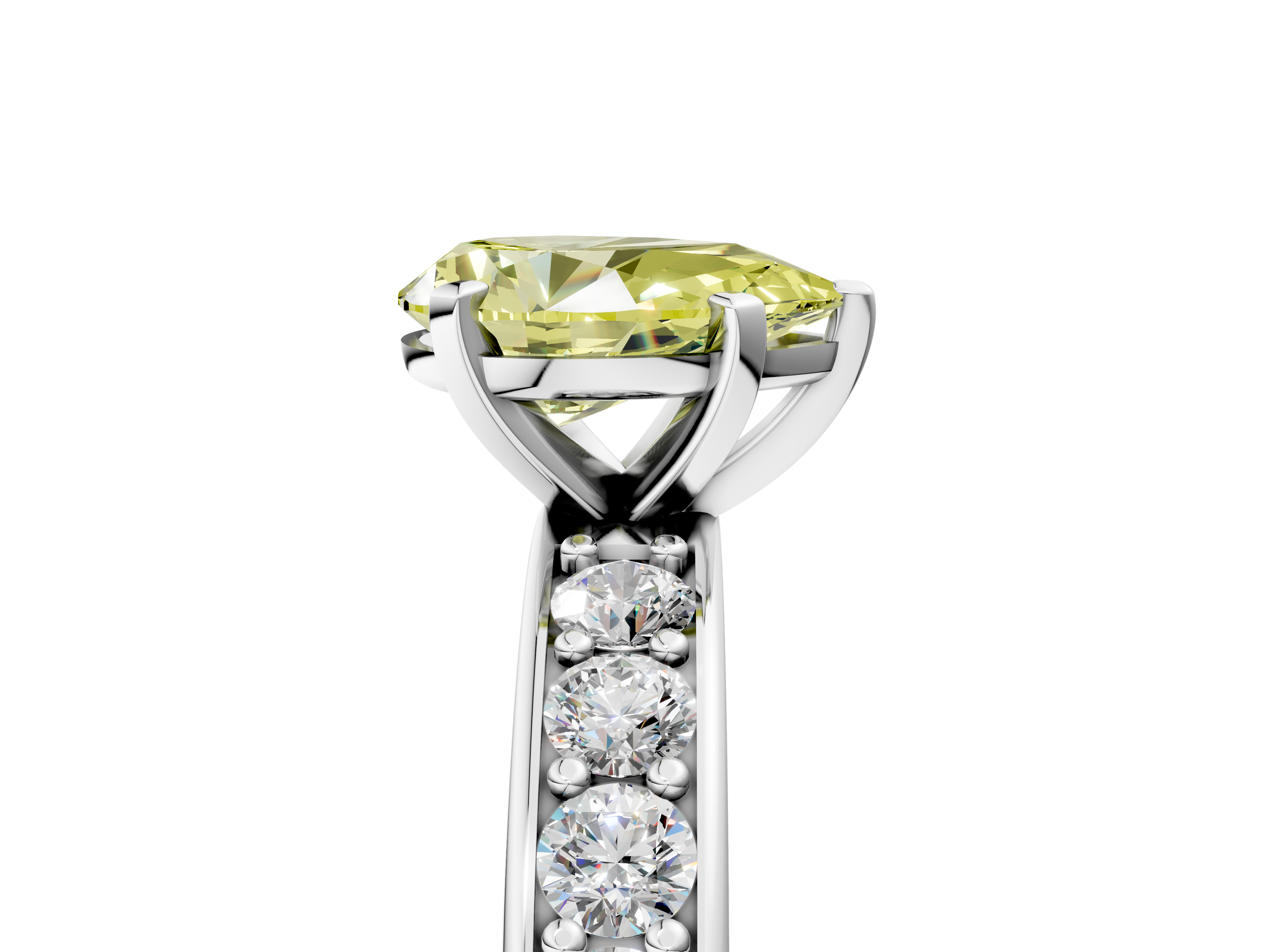 White gold Fancy Yellow Pear  Cut Channel Set Diamond Engagement Ring with Four-Prong Setting_241