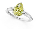 White gold Fancy Yellow Pear  Cut Channel Set Solitaire Engagement Ring with Four-Prong Setting_214