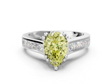White gold Fancy Yellow Pear  Cut Channel Set Solitaire Engagement Ring with Prong Setting_20