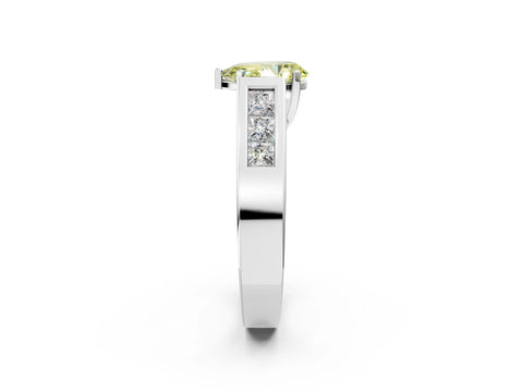 White gold Fancy Yellow Pear Cut Cut Channel Set Solitaire Ring with Four-Prong Setting_14