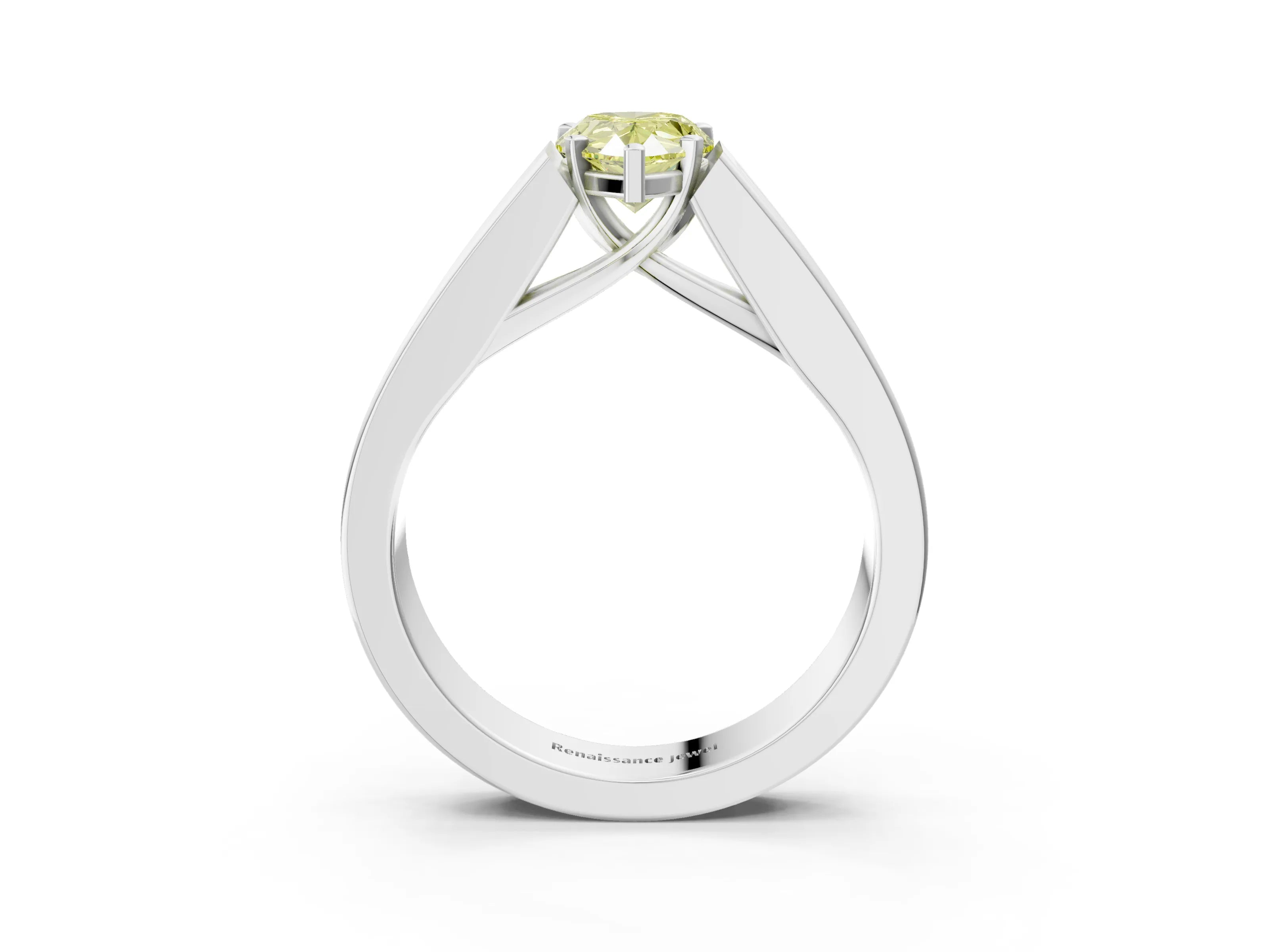 White gold Fancy Yellow Pear Cut Cut Channel Set Solitaire Ring with Four-Prong Setting_15