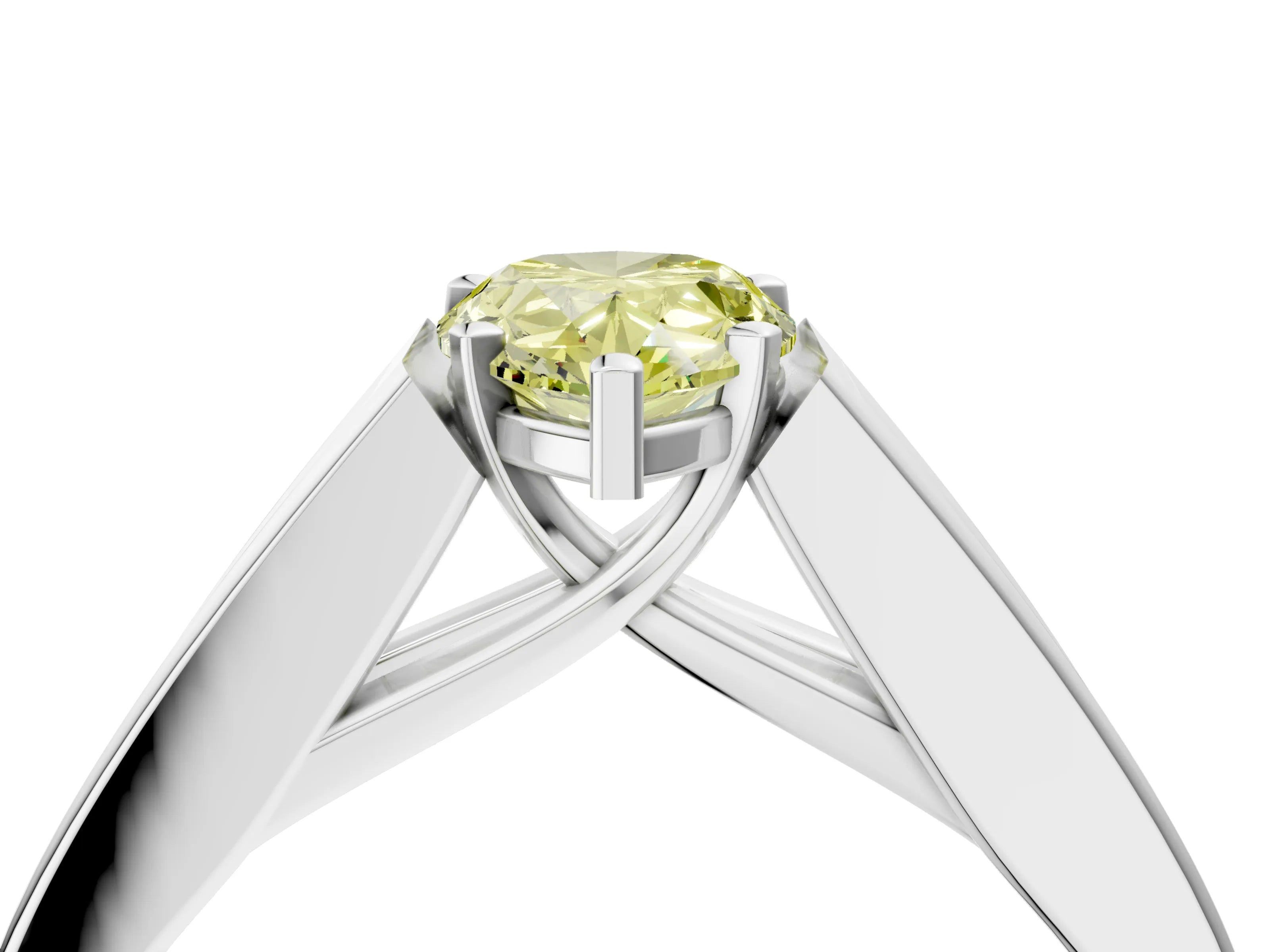 White gold Fancy Yellow Pear Cut Cut Channel Set Solitaire Ring with Four-Prong Setting_16
