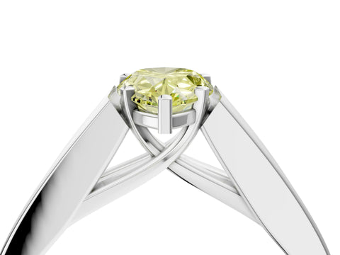 White gold Fancy Yellow Pear Cut Cut Channel Set Solitaire Ring with Four-Prong Setting_16