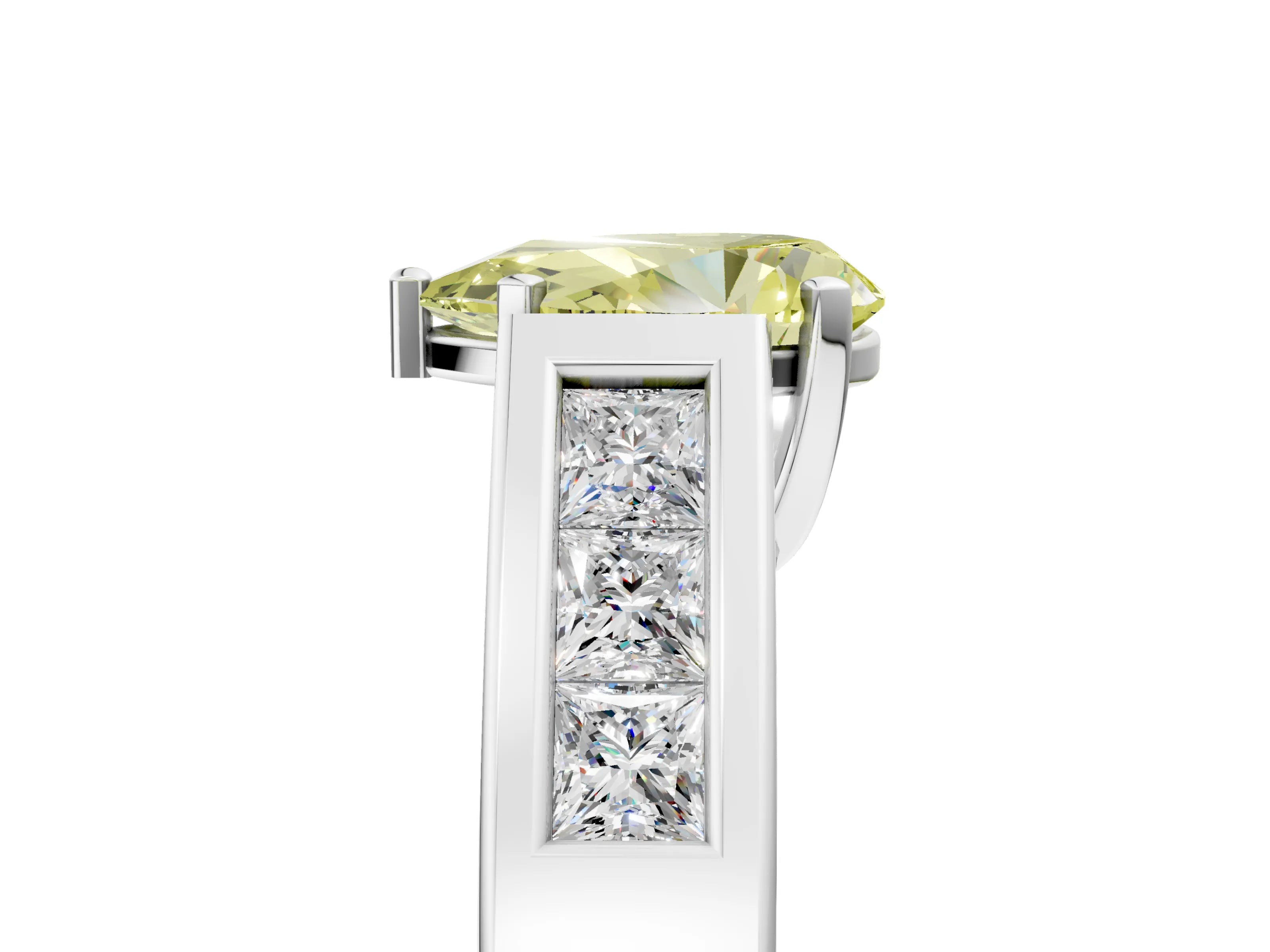 White gold Fancy Yellow Pear Cut Cut Channel Set Solitaire Ring with Four-Prong Setting_17