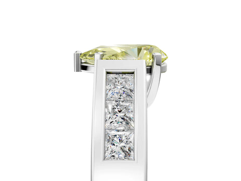 White gold Fancy Yellow Pear Cut Cut Channel Set Solitaire Ring with Four-Prong Setting_17
