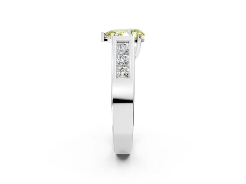 White gold Fancy Yellow Pear Cut Cut Channel Set Solitaire Ring with Four-Prong Setting_2