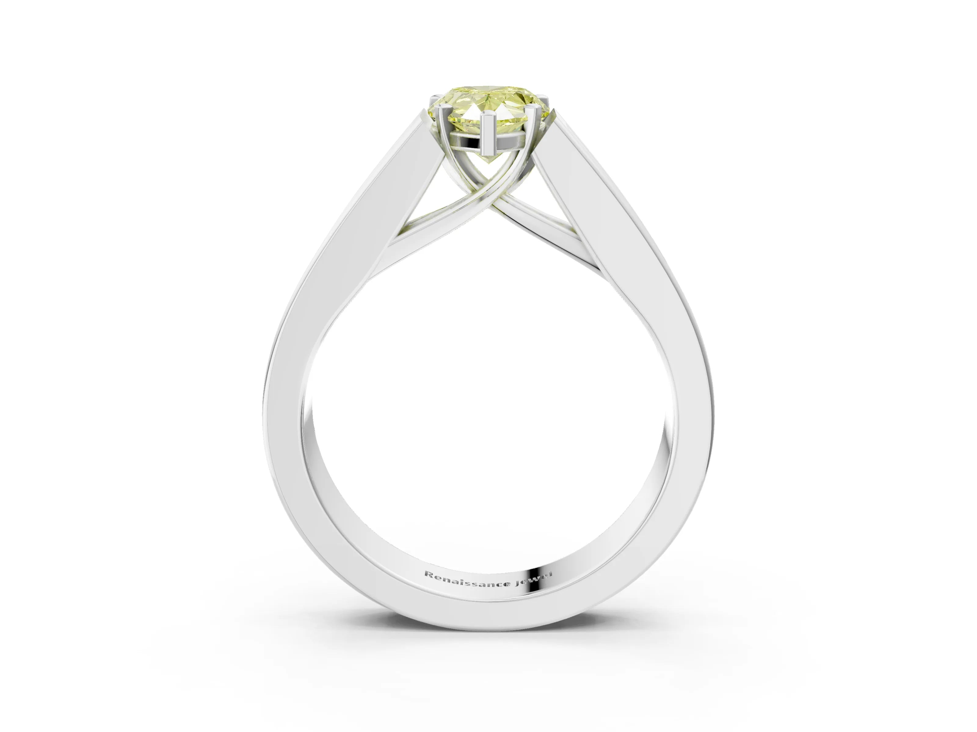White gold Fancy Yellow Pear Cut Cut Channel Set Solitaire Ring with Four-Prong Setting_3