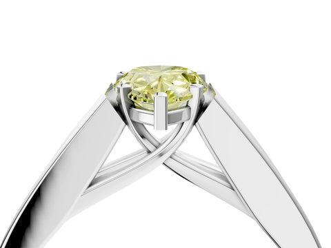 White gold Fancy Yellow Pear Cut Cut Channel Set Solitaire Ring with Four-Prong Setting_4