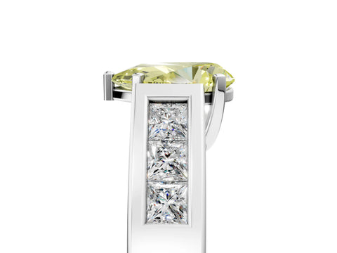 White gold Fancy Yellow Pear Cut Cut Channel Set Solitaire Ring with Four-Prong Setting_5