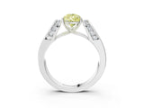White gold Fancy Yellow Pear Cut Cut Diamond Channel Set Solitaire Ring with Four-Prong Setting_123