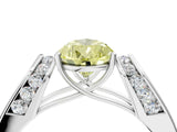White gold Fancy Yellow Pear Cut Cut Diamond Channel Set Solitaire Ring with Four-Prong Setting_124