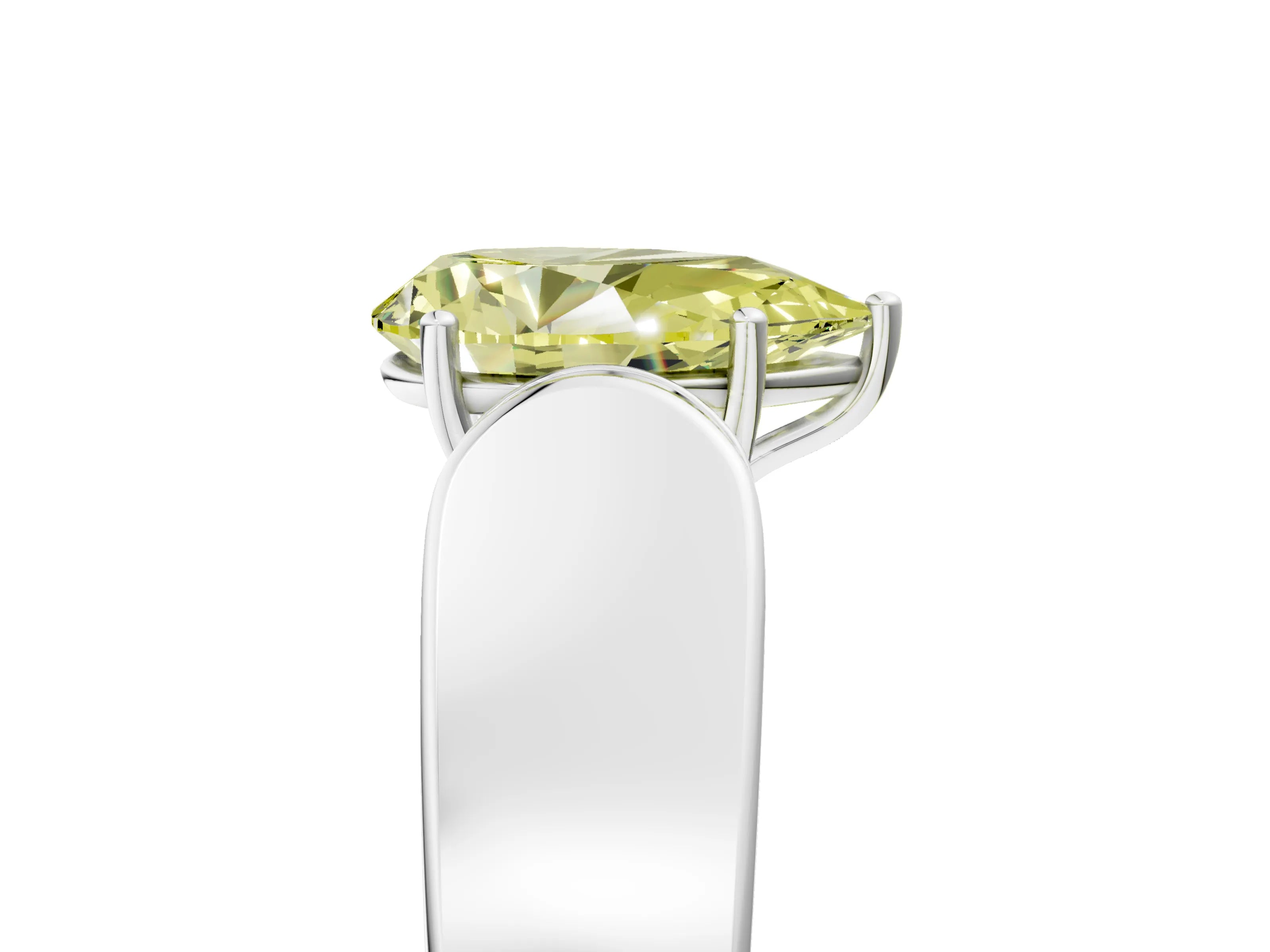 White gold Fancy Yellow Pear Cut Cut Diamond Channel Set Solitaire Ring with Four-Prong Setting_125
