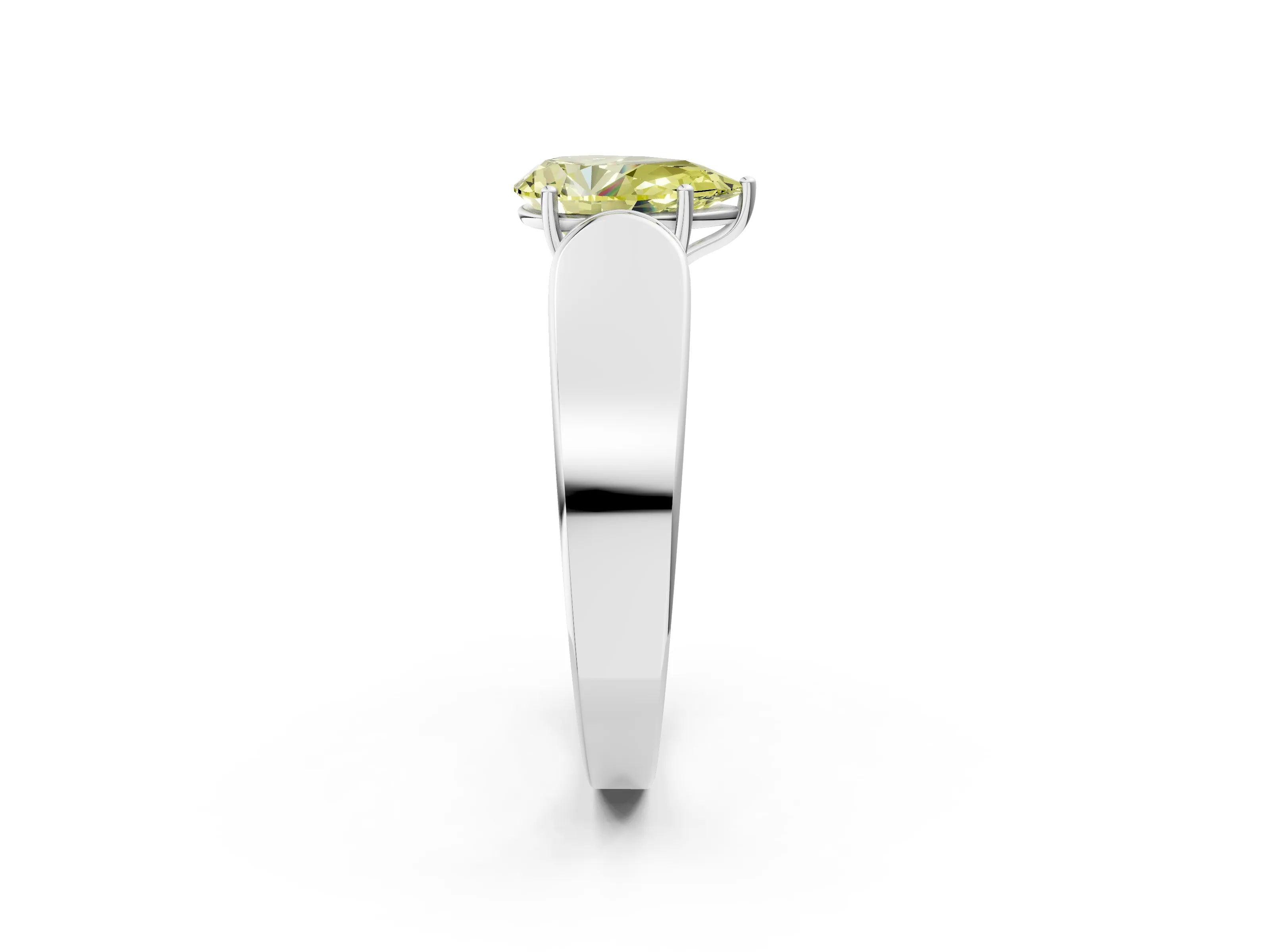 White gold Fancy Yellow Pear Cut Cut Diamond Channel Set Solitaire Ring with Four-Prong Setting_2