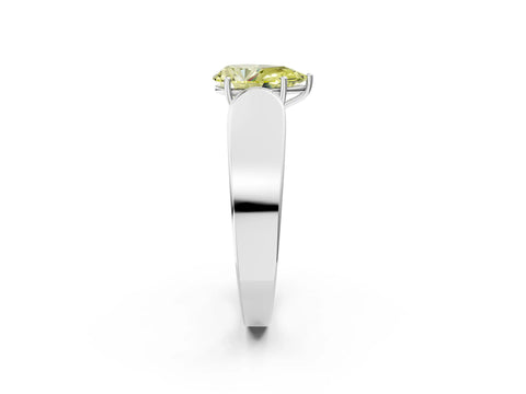 White gold Fancy Yellow Pear Cut Cut Diamond Channel Set Solitaire Ring with Four-Prong Setting_2