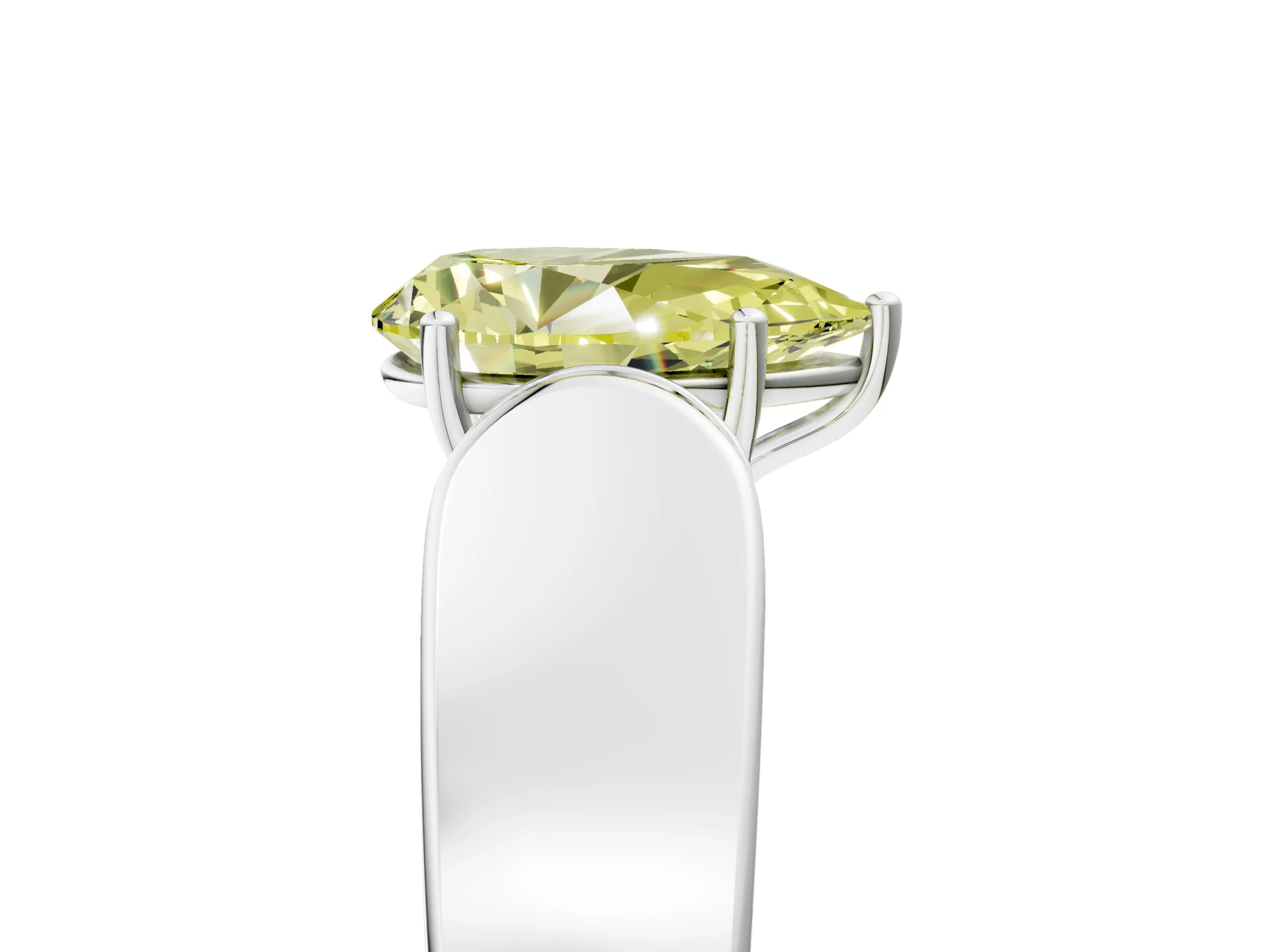 White gold Fancy Yellow Pear Cut Cut Diamond Channel Set Solitaire Ring with Four-Prong Setting_5