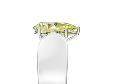 White gold Fancy Yellow Pear Cut Cut Diamond Channel Set Solitaire Ring with Four-Prong Setting_5