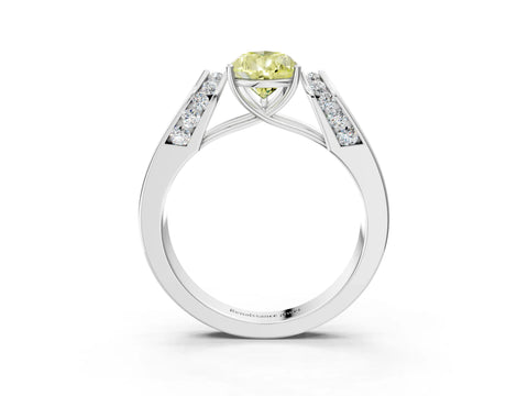 White gold Fancy Yellow Pear Cut Cut Diamond Channel Set Solitaire Ring with Four-Prong Setting_63