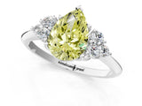 White gold Fancy Yellow Pear Cut Cut Diamond Cluster Ring with Solitaire Band and Four-Prong Setting_37