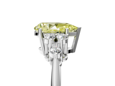 White gold Fancy Yellow Pear Cut Cut Diamond Cluster Ring with Solitaire Band and Four-Prong Setting_41