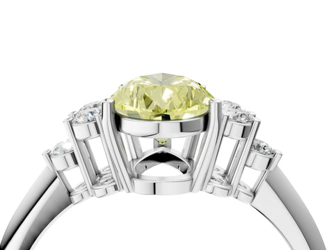 White gold Fancy Yellow Pear Cut Cut Diamond Cluster Ring with Solitaire Band and Four-Prong Setting_4