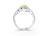 White gold Fancy Yellow Pear Cut Cut Diamond Halo Engagement Ring with Open Split Pavé Band_3