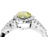 White gold Fancy Yellow Pear Cut Cut Diamond Halo Engagement Ring with Open Split Pavé Band_4