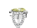 White gold Fancy Yellow Pear Cut Cut Diamond Halo Engagement Ring with Open Split Pavé Band_5