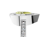White gold Fancy Yellow Pear Cut-Cut Diamond Halo Engagement Ring with Pave Band and Prong Setting_5