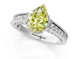 White gold Fancy Yellow Pear Cut Cut Diamond Milgrain Pave Band Four-Prong Setting Ring_16