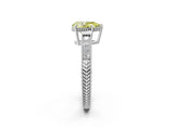 White gold Fancy Yellow Pear Cut Cut Diamond Milgrain Pave Band Four-Prong Setting Ring_17