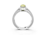 White gold Fancy Yellow Pear Cut Cut Diamond Milgrain Pave Band Four-Prong Setting Ring_18