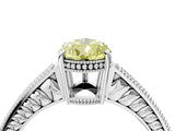 White gold Fancy Yellow Pear Cut Cut Diamond Milgrain Pave Band Four-Prong Setting Ring_19