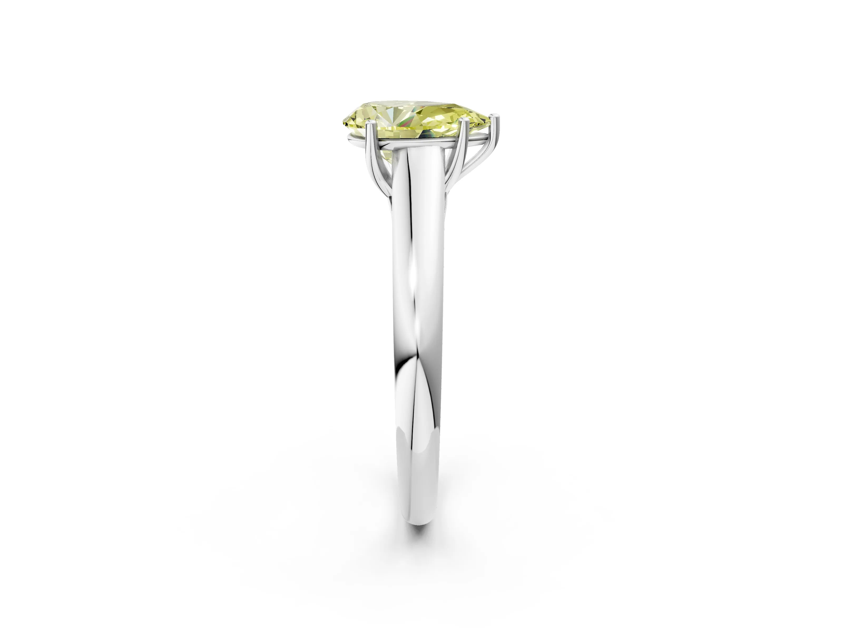 White gold Fancy Yellow Pear Cut Cut Diamond Solitaire Engagement Ring with Tapered Plain Band and Four-Prong Setting_14