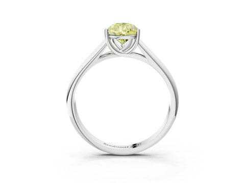 White gold Fancy Yellow Pear Cut Cut Diamond Solitaire Engagement Ring with Tapered Plain Band and Four-Prong Setting_15