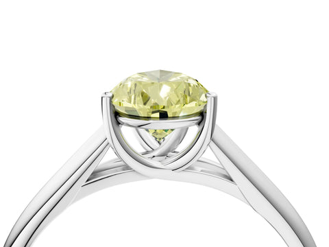 White gold Fancy Yellow Pear Cut Cut Diamond Solitaire Engagement Ring with Tapered Plain Band and Four-Prong Setting_16