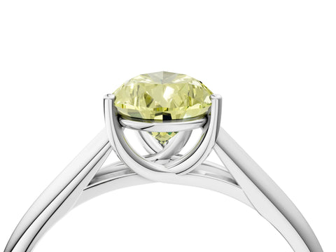 White gold Fancy Yellow Pear Cut Cut Diamond Solitaire Engagement Ring with Tapered Plain Band and Four-Prong Setting_4
