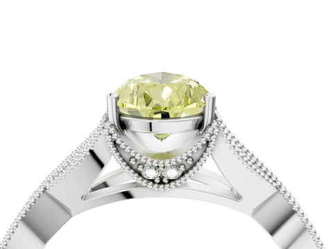 White gold Fancy Yellow Pear Cut Cut Diamond Twisted Band with Milgrain Pave Setting and Four-Prong Setting_16