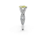 White gold Fancy Yellow Pear Cut Cut Diamond Twisted Band with Milgrain Pave Setting and Four-Prong Setting_2